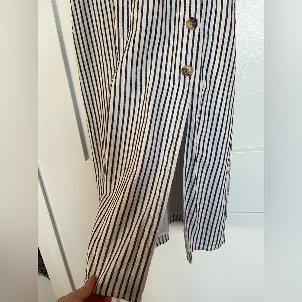 Abercrombie & Fitch Linen-Blend Button Front Maxi Dress Spaghetti Strap dress - Picture 3 of 6